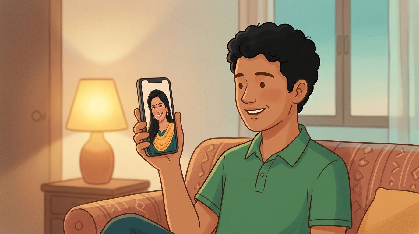 Varun on a video call with Niharika, answering her questions in Telugu at the end of week one